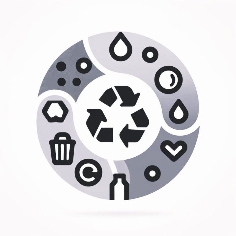 DALLE 2024 04 10 09.23.56 Ein ueberarbeitetes Icon im lebhaften und bunten minimalistischen Stil das das Thema Recycling bzw. wiederverwertbaren Muell symbolisiert mit einem Fo min